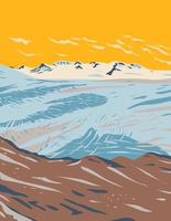 harding icefield nabij exit gletsjer van de kenai-bergen in kenai fjords national park gelegen in kenai schiereiland in alaska wpa poster art vector