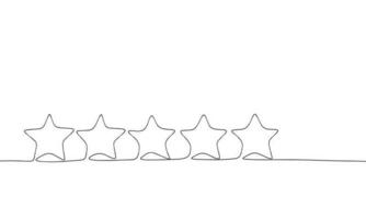 sterren beoordeling geïsoleerd Aan wit achtergrond. een lijn doorlopend sterren beoordeling. lijn kunst schets vector illustratie.