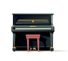 klassiek rechtop piano met banket. musical instrument. vector illustratie voor ontwerp.