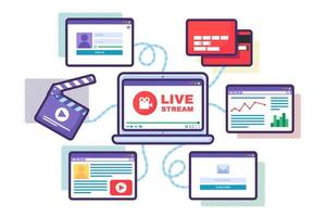 web live stream ondersteuning concept illustratie vector