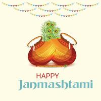 vectorillustratie van een achtergrond voor Indisch festival van gelukkige janmashtami vector