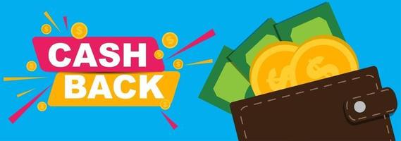 geld cashback-poster met gouden dollarmunten vector