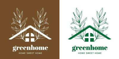 groen huis logo ontwerp vector