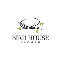 vogel nest logo, vogel huis onderdak vector, modern lijn ontwerp minimalistische stijl, symbool sjabloon icoon vector