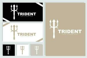 drietand logo, vector magie speer van Poseidon Neptunus, triton koning ontwerp, sjabloon icoon merk illustratie