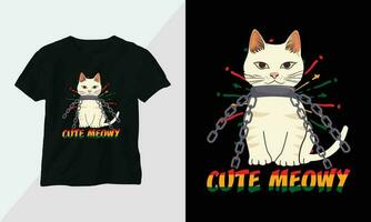 schattig miauw - kat t-shirt en kleding ontwerp. vector afdrukken, typografie, poster, embleem, festival