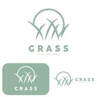 groen gras logo ontwerp, boerderij landschap illustratie, natuurlijk landschap vector