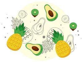 vers lokaal fruit met ananas en fruitpatroon vector