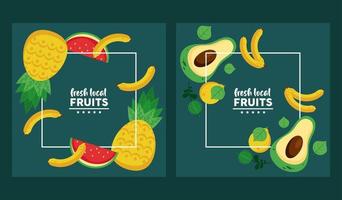 vers lokaal fruit reeks patronen op groene achtergrond vector