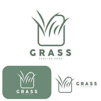 groen gras logo ontwerp, boerderij landschap illustratie, natuurlijk landschap vector