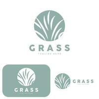 groen gras logo ontwerp, boerderij landschap illustratie, natuurlijk landschap vector