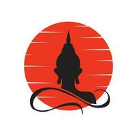 gelukkig vesak dag, Boeddha purnima wensen groeten met Boeddha en lotus illustratie. kan worden gebruikt voor poster, banier, logo, achtergrond, hartelijk groeten, afdrukken ontwerp, feestelijk elementen. vector