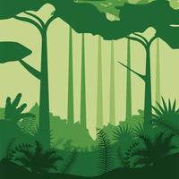 jungle wilde natuur groene kleur landschapsscène vector