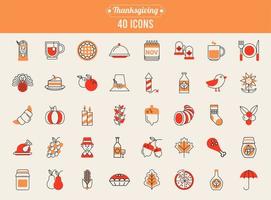 bundel van veertig thanksgiving day set pictogrammen vector