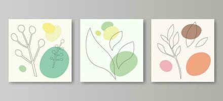 reeks van interieurs posters in hedendaags stijl. bloemen pastel vector illustratie