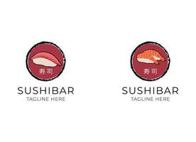 Japans sushi schotel zeevruchten restaurant bar logo ontwerp vector