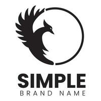 logo ontwerp sjabloon, met een vogel icoon in een zwart cirkel gemakkelijk vector