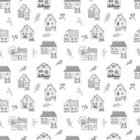 naadloos patroon met klein schattig huizen. vector tekening