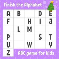 af hebben de alfabet. abc spel voor kinderen. onderwijs ontwikkelen werkblad. aan het leren spel voor kinderen. Kerstmis thema. vector