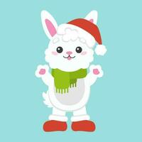 tekenfilm karakter Kerstmis konijn. kleurrijk vector illustratie. geïsoleerd Aan kleur achtergrond. ontwerp element. sjabloon voor uw ontwerp, boeken, stickers, kaarten.