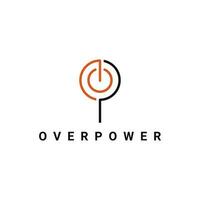 over- macht energie logo, eerste brief O en p met symbool macht of Aan uit vector