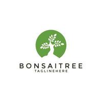 bonsai boom logo ontwerp silhouet icoon vector