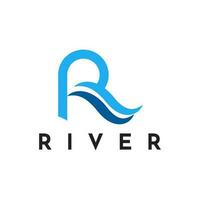 modern r brief rivier- logo ontwerp sjabloon vector