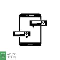 online vergadering icoon. gemakkelijk solide stijl. telefoon, persoon, mensen chatten, bedrijf team, technologie concept. zwart silhouet, glyph symbool. vector illustratie geïsoleerd Aan wit achtergrond. eps 10.