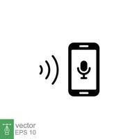 stem herkenning icoon. gemakkelijk solide stijl. spreken controle, mobiel telefoon met geluid Golf, slim apparaat concept. zwart silhouet, glyph symbool. vector illustratie geïsoleerd Aan wit achtergrond. eps 10.