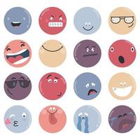 ronde abstracte komische gezichten met verschillende emoties verschillende kleurrijke karakters vector