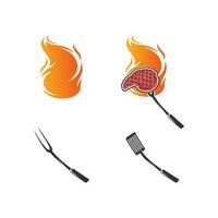 rooster barbecue logo ontwerp vector