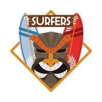 surfers maskeren surfplanken vector