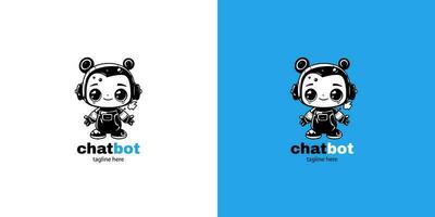 meisje Chatbot persoon icoon teken ontwerp vector illustratie Aan wit en blauw achtergrond. schattig ai bot helper mascotte karakter concept symbool bedrijf assistent