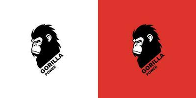 gorilla hoofd logotype vector illustratie Aan een wit en rood achtergrond. logo markering.