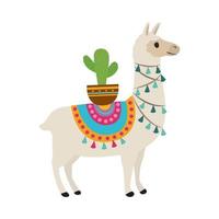 lama en cactus vector