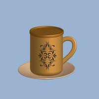 3d mok met heet thee en melk of cappuccino en latte. realistisch americano en espresso drinken illustratie, koffie beker. vector