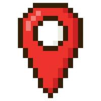 pixel kunst 8-bits rood kaart wijzer. pin plaats. vector icoon.