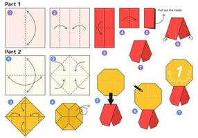 medaille origami regeling zelfstudie in beweging model. origami voor kinderen. stap door stap hoe naar maken een schattig origami medaille. vector illustratie.