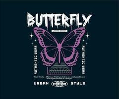 futuristische vlinder illustratie t overhemd ontwerp, vector grafisch voor streetwear en stedelijk stijl t-shirts ontwerp, hoodies, enz