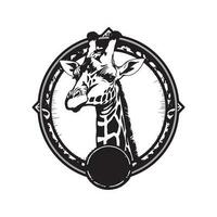 giraffe, wijnoogst logo lijn kunst concept zwart en wit kleur, hand- getrokken illustratie vector