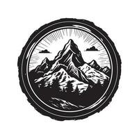 berg, wijnoogst logo lijn kunst concept zwart en wit kleur, hand- getrokken illustratie vector