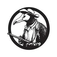 miereneter jager, wijnoogst logo lijn kunst concept zwart en wit kleur, hand- getrokken illustratie vector