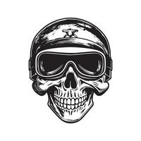schedel vervelend ski stofbril, wijnoogst logo lijn kunst concept zwart en wit kleur, hand- getrokken illustratie vector
