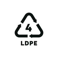 ldpe 4 plastic recycle symbool icoon vector