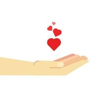 illustratie van hand- geven liefde harten vector