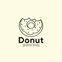 een logo voor een donuts met een glazuur Aan het. donuts vector icoon logo klem kunst. donuts zwart kleur met lijn kunst, icoon donuts voedsel ontwerp concept wit geïsoleerd.