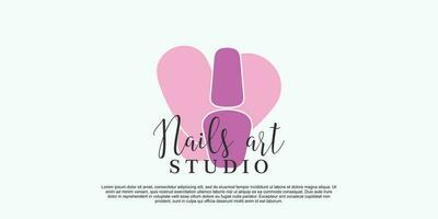 nagel kunst schoonheid salon logo met creatief concept premie vector