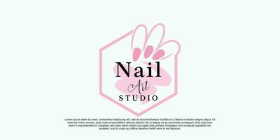 nagel kunst schoonheid salon logo met creatief concept premie vector