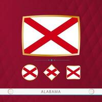 reeks van Alabama vlaggen met goud kader voor gebruik Bij sporting evenementen Aan een bordeaux abstract achtergrond. vector