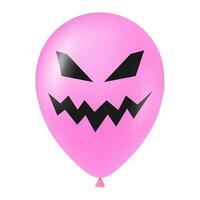 halloween roze ballon illustratie met eng en grappig gezicht vector